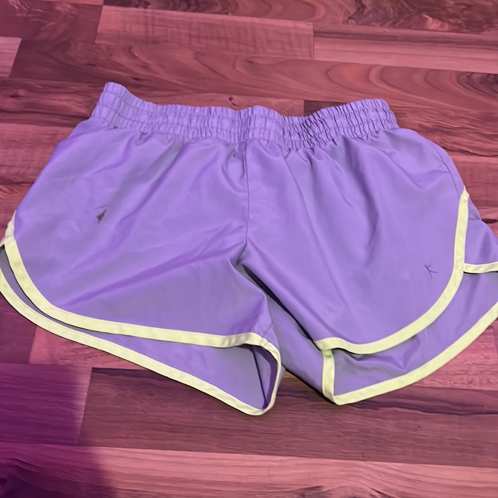 Grey and neon yellow athletic shorts